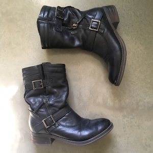 clarks [narrative] moto combat boot black leather